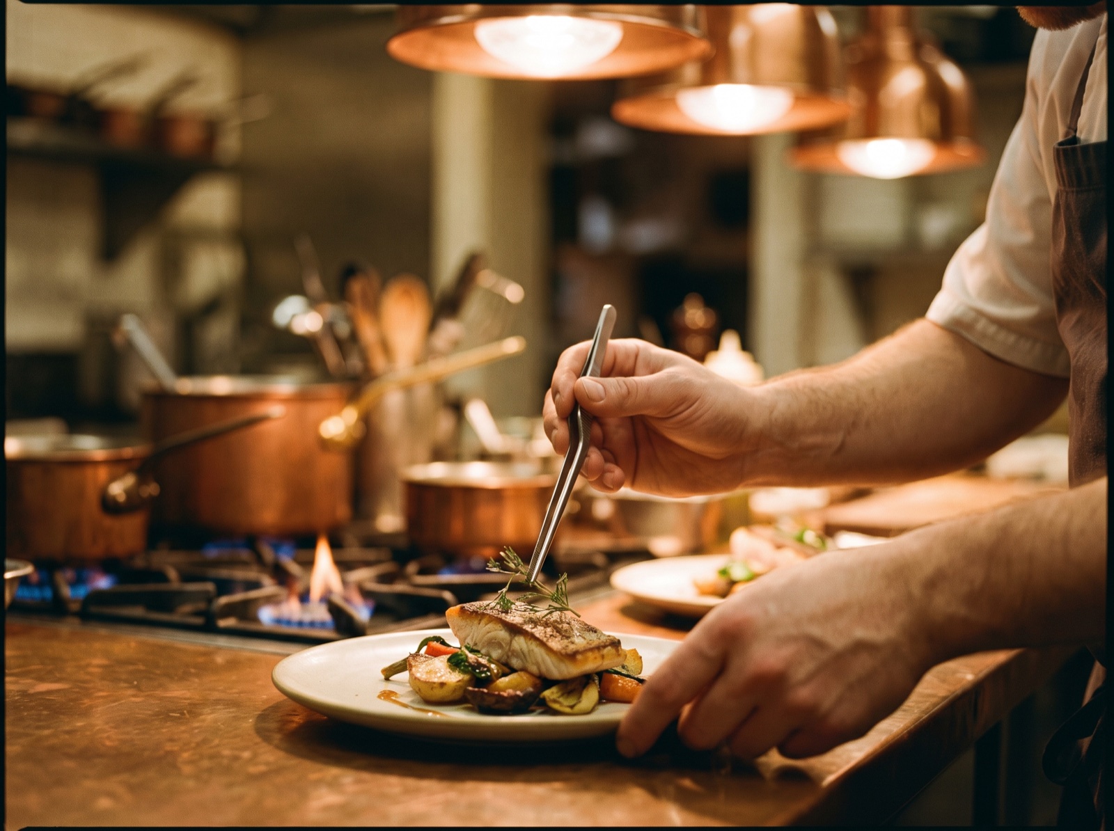 Chef plating at Saffron Court